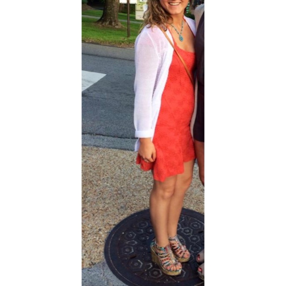 Free People Orange Floral Detail Dress